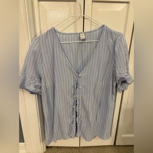 Old Navy Light Blue Striped Blouse